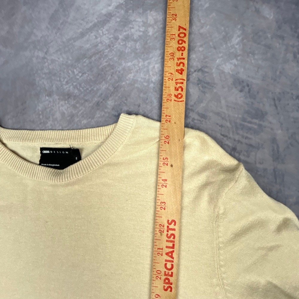 ASOS DESIGN Mens Crewneck Sweater Pale Yellow Cream Y2K Skater Size M - Picture 6 of 8